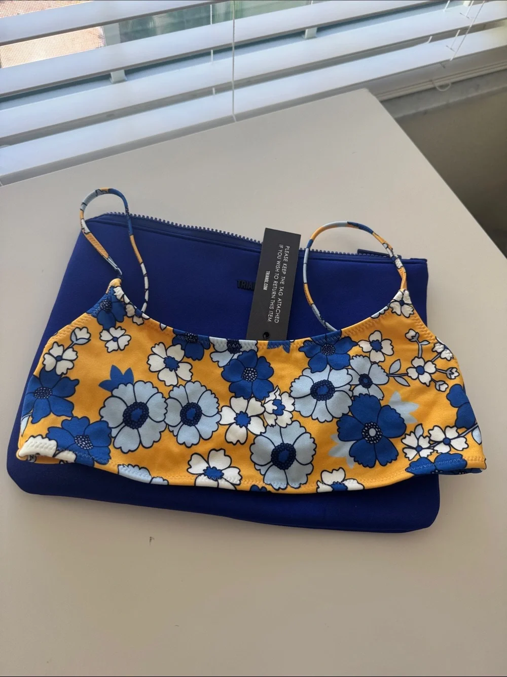 triangl swimwear Yellow & Blue Floral Kids Bikini Top